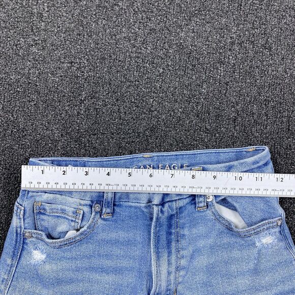 American Eagle Curvy Mom Jeans Raw Hem Light Wash Blue Women’s Size 0 Regular - Picture 5 of 7